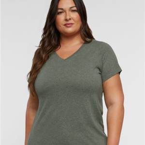 Women's Curvy Collection Fine Jersey V-Neck Tee