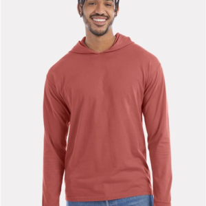 Unisex Garment-Dyed Jersey Hooded Long Sleeve T-Shirt