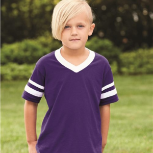 Youth V-Neck Jersey with Striped Sleeves