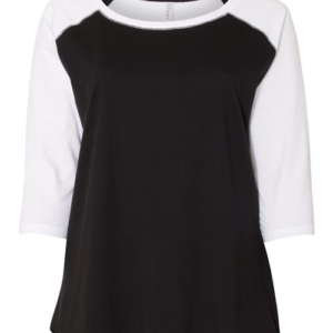 Women's Curvy Collection Baseball Three-Quarter Sleeve Tee